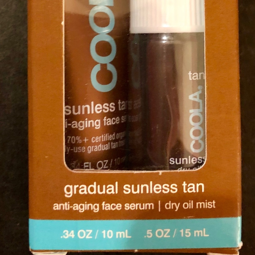 Coola travel size tanning face serum and mist